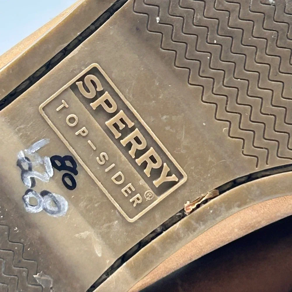 Sperry Boat Shoes Mens 9.5W Tan Leather 2-Eye Authentic Original Prep Nautical